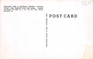 J61/ Harvard Illinois Postcard c1940s Interior Caf� & Cocktail Lounge 119