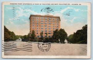 Postcard GA Atlanta Pershing Point Apartments Peachtree Street c1920s N14