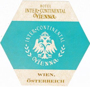 Austria Wien Vienna Intercontinental Hotel Vintage Luggage Label sk3531