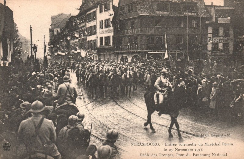 Vintage Postcard 1910's Strasbourg Entrée Solennelle du Marechal Petain Musique