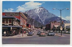 Banff Avenue Cars Cascade Mountain Canadian Rockies Canada 1966 postcard