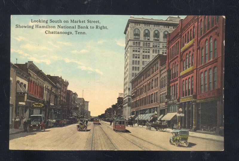 CHATTANOOGA TENNESSEE DOWNTOWN STREET SCENE NATIONAL BANK POSTCARD