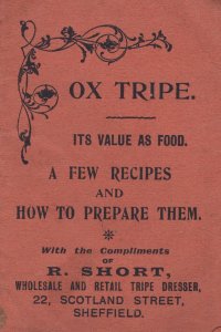 Sheffield Yorkshire Ox Tripe Small 1920s Old Food Cookery Book