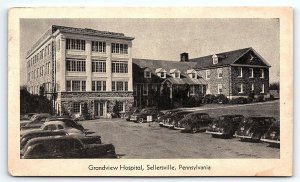 c1940 SELLERSVILLE PENNSYLVANIA GRANDVIEW HOSPITAL OLD CARS POSTCARD P4180