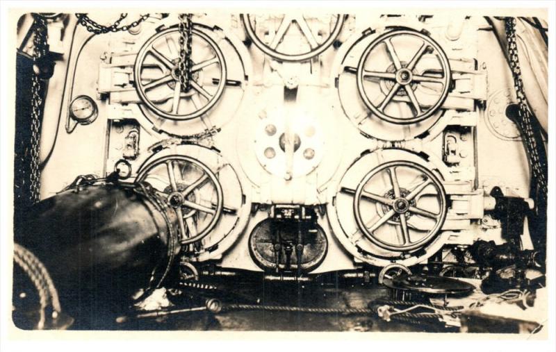 WWI Submarine Torpedo Room   Real Photo