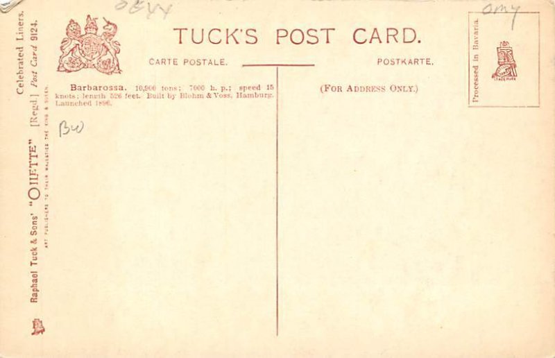 SS Barbarossa North German Lloyd Ship 