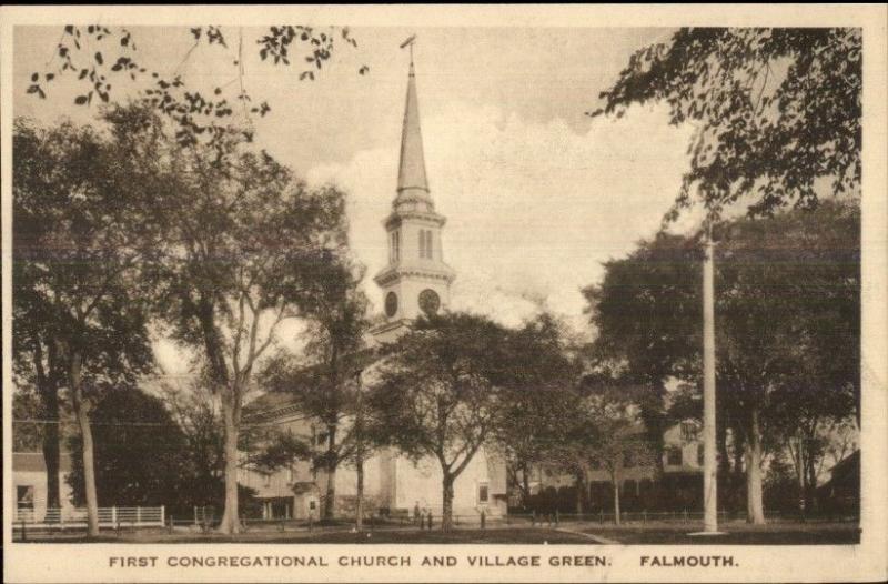 Falmouth Cape Cod MA Cong Church Postcard