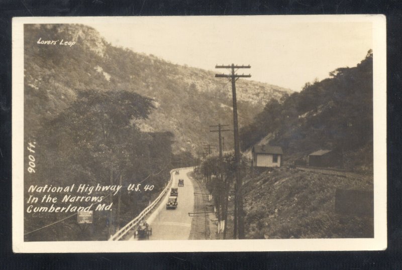 RPPC CUMBERLAND MARYLAND HIGHWAY 40 NARROWS VINTAGE REAL PHOTO POSTCARD