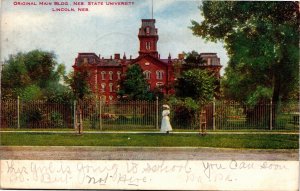 Postcard NE Lincoln Original Main Building Nebraska State University