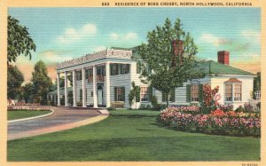 Vintage Postcard Residence of Bing Crosby House North Hollywood California CA