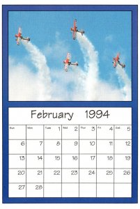 Calendar Card February 1994 Airplanes AirShow '94 The Stearman Biplane