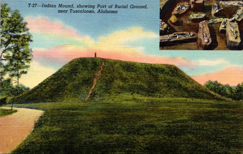 Alabama Tuscaloosa Indian Mound Showing Part Of Burial Ground Curteich