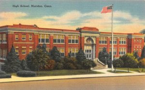 MERIDEN, CT Connecticut HIGH SCHOOL New Haven Co  c1940's Tichnor Linen Postcard
