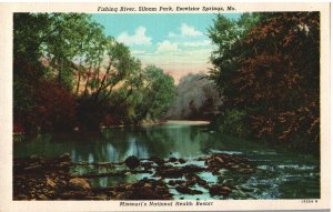 VINTAGE POSTCARD FISHING RIVER SILOAM PARK EXCELSIOR SPRINGS MISSOURI