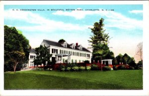 Charlotte, NC North Carolina  C.C. CODDINGTON VILLA HOME~MEYERS PARK  Postcard