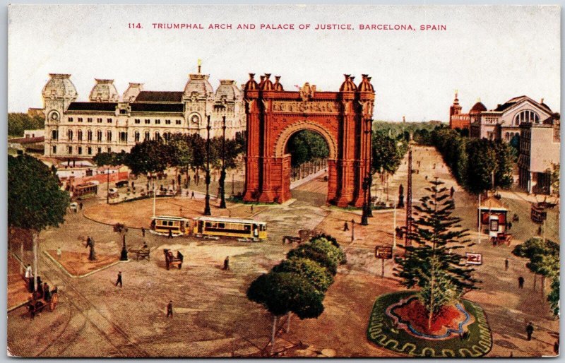 Triumphal Arch & Palace of Justice Barcelona Spain Brick Structure Postcard