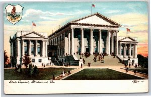 Richmond Virginia~Front of State Capitol & Seal~Vintage Postcard
