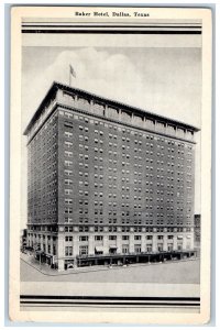 1942 Dallas Texas TX Baker Hotel & Restaurant Building US Flag Vintage Postcard