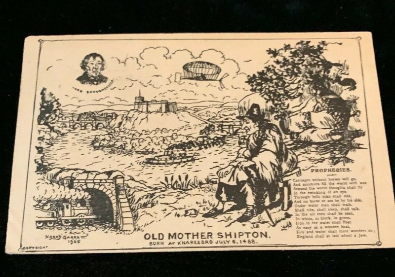 Old Mother Shipton prophecies 1905 Artist Signed Harry Garrett Postcard Posted