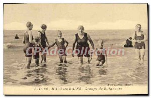 Old Postcard The P Malo les Bains Bathers Group
