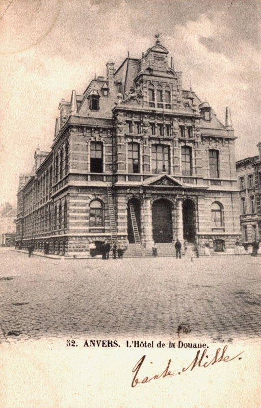 Belgium Anvers Antwerp L'Hôtel de la Douane Vintage Postcard C295
