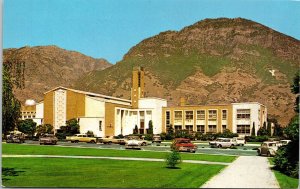 Joseph Smith Memorial BYU Provo UT Utah Old Cars Mountains Postcard VTG UNP  