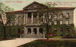 Vintage Postcard 1913 Lincoln Park Academy Of Science Park Area Chicago Illinois