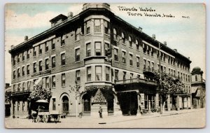 Terre Haute Filbeck Hotel~Umbrella Wagon~Barber Pole~Corner Turret~CU Williams