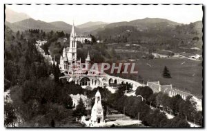 Old Postcard Lourdes Basilica and Monument Interallee seen from Chateau Fort