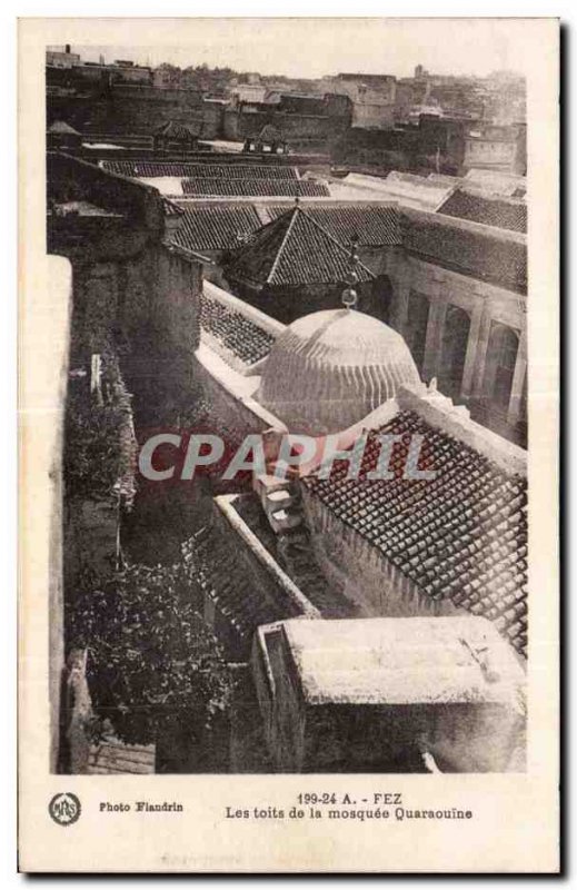 Old Postcard Fez Roofs of the mosque Quaraouine