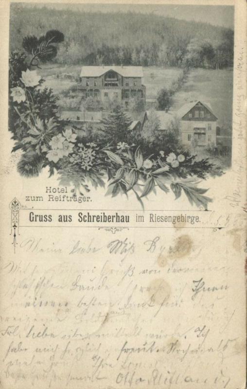 poland germany, SCHREIBERHAU im Riesengebirge, Hotel Reifträger (1896) Stamp