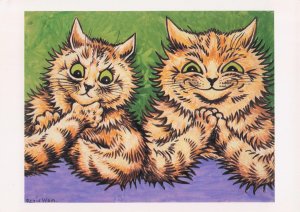 Louis Wain Cross Cat & Smiling Cats Repro Postcard