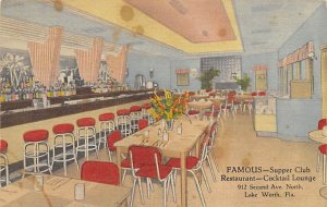 Famous Supper Club Restaurant-Cocktail Lounge Lake Worth FL Postcard