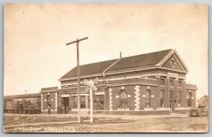 Aberdeen SD~Minneapolis & St Louis Railroad Depot~RR XING RPPC Depot c1910 