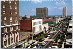 VINTAGE CONTINENTAL SIZE POSTCARD AERIAL VIEW OF DOWNTOWN GREENVILLE S.C. 1970s