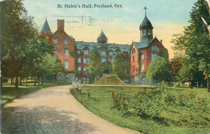 St Helen's Hall, Portland Oregon 1914 Postcard Panama Pacific Expo Cancel