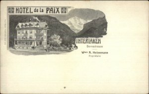 Hotel de la Paix Interlaken Switzerland c1910 Postcard
