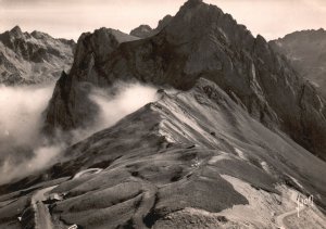 Vintage Postcard Le Tourmalet Hautes Pyrenees Les Deux Versants France RPPC