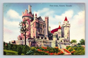 Toronto Canada Casa Loma Historic Landmark Front View Gardens Linen Postcard 