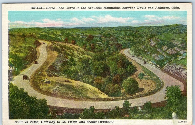 1937 Ardmore - Davis, OK Arbuckle Mountains Horse Shoe Curve Oil Fields PC A253