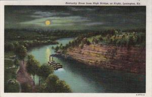 Kentucky Lexington Kentucky River From High Bridge At Night Curteich