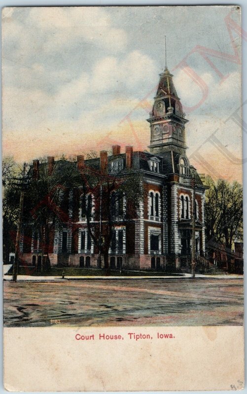 c1900s Tipton, IA Court House Hand Tinted PC Wheelock Kuhn's Bargain House A189