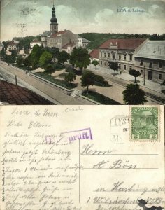 czech, LYSÁ nad Labem, Lysé, Partial View with Church (1914) Postcard