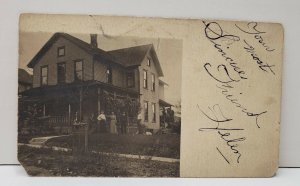 RPPC Family Posing with Their House c1903 Jamestown Ny to Warren Pa Postcard C8