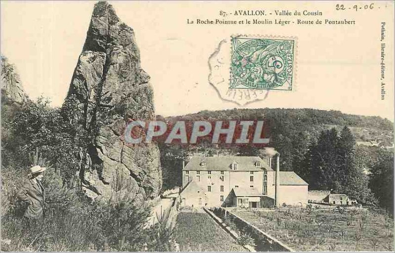 Old Postcard Avallon Vallee du Cousin A picturesque corner The sharp rock and...