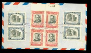 Panama #371 (block with Plt #) and C119 (4) on one 1949 FDC   PH1276