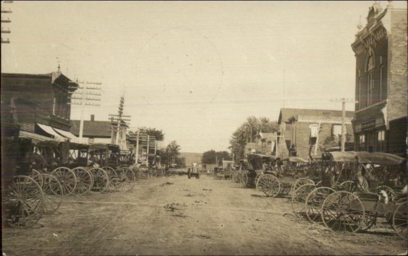 Elliott Iowa IA Main St. Horse Wagons Fine Photography Real Photo Postcard