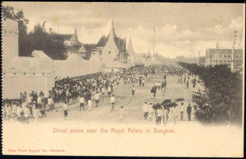 siam thailand, BANGKOK, Street Scene near Palace (1899)