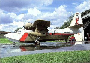 Grumman G-111 Albatros Aircraft Postcard at Singapore Seletar 1986