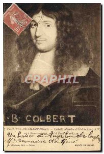 Postcard Old Philippe de Champaigne Louis XIV Colbert Minister of State